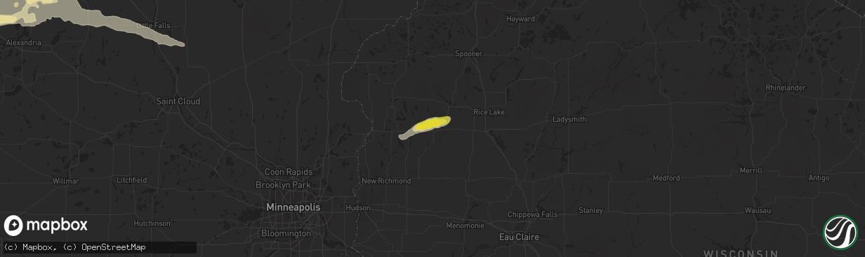 Hail map in Turtle Lake, WI on July 20, 2016