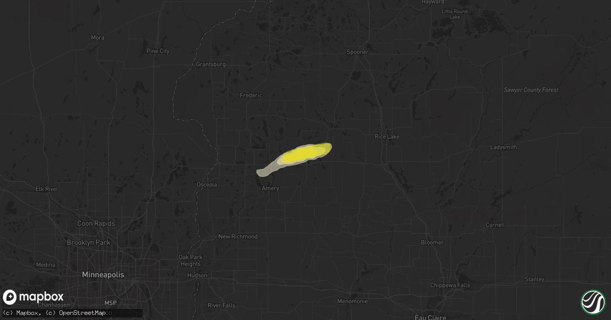 Hail map in Turtle Lake, WI on July 20, 2016