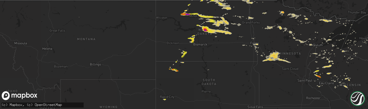 Hail map on July 20, 2016