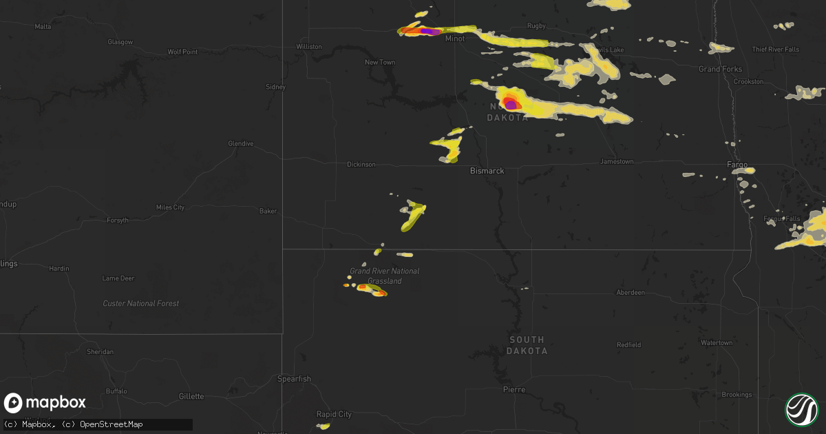 Hail map on July 20, 2016