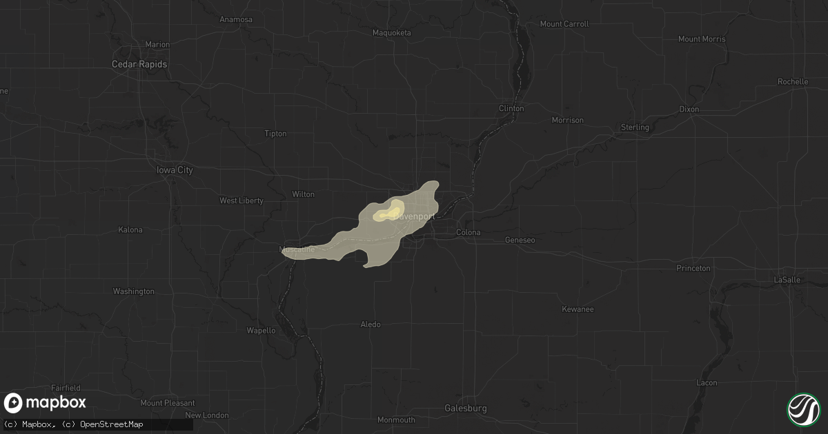 Hail map in Davenport, IA on July 20, 2017