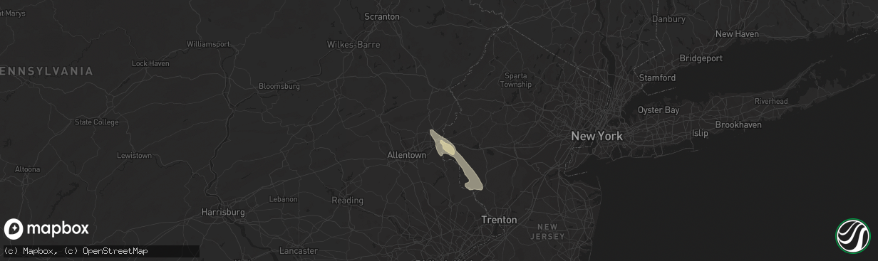 Hail map in Easton, PA on July 20, 2017