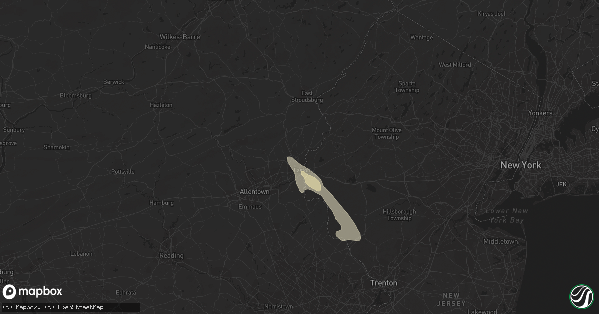 Hail map in Easton, PA on July 20, 2017
