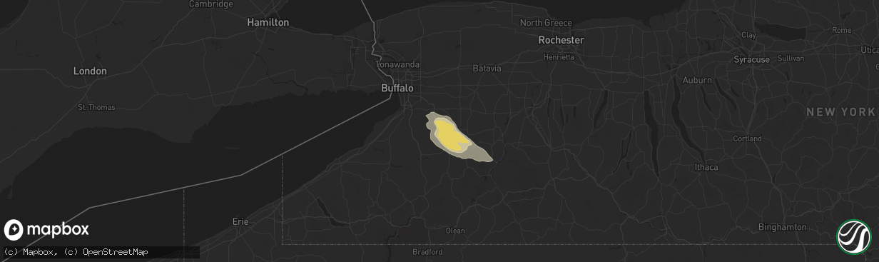 Hail map in Holland, NY on July 20, 2017