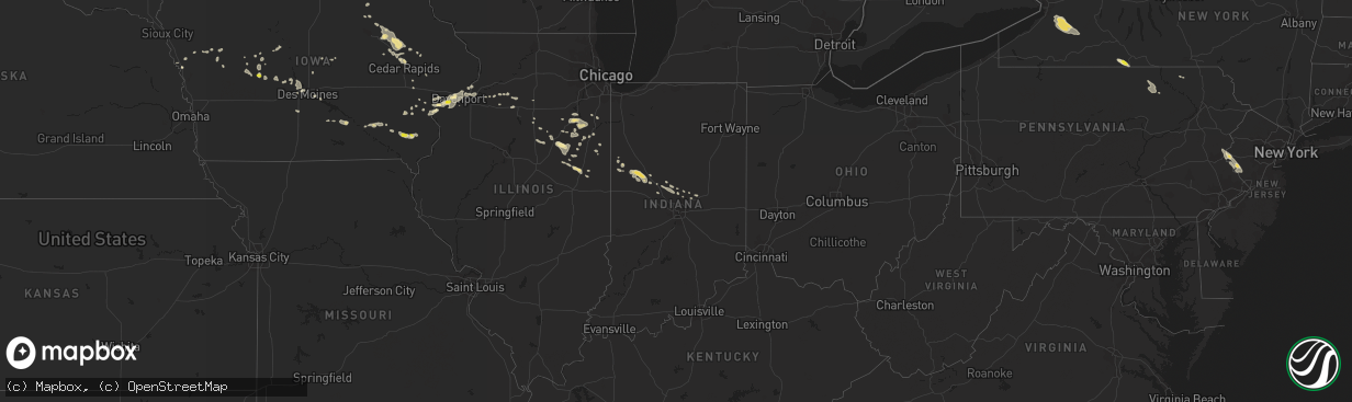 Hail map in Indiana on July 20, 2017