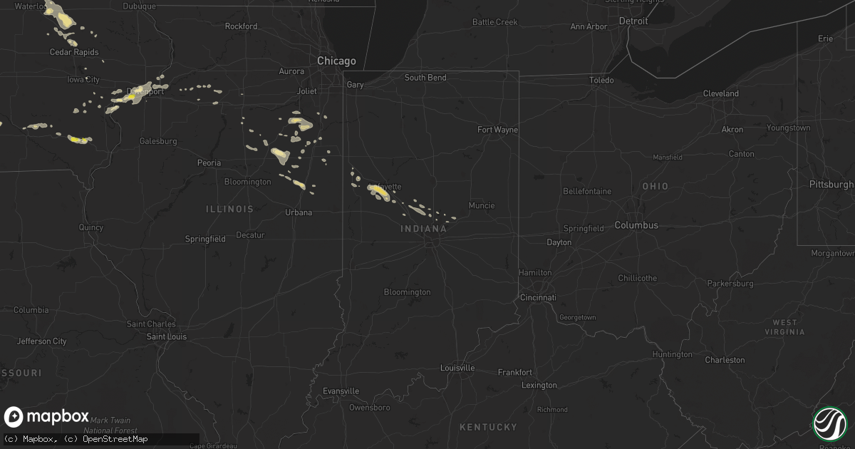 Hail map in Indiana on July 20, 2017