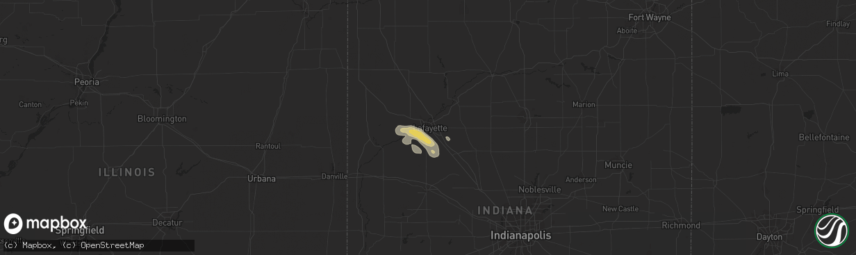 Hail map in Lafayette, IN on July 20, 2017