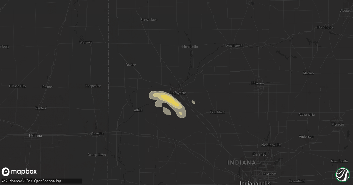 Hail map in Lafayette, IN on July 20, 2017