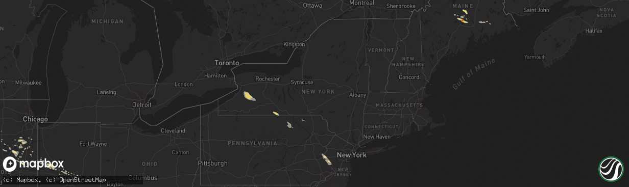 Hail map in New York on July 20, 2017