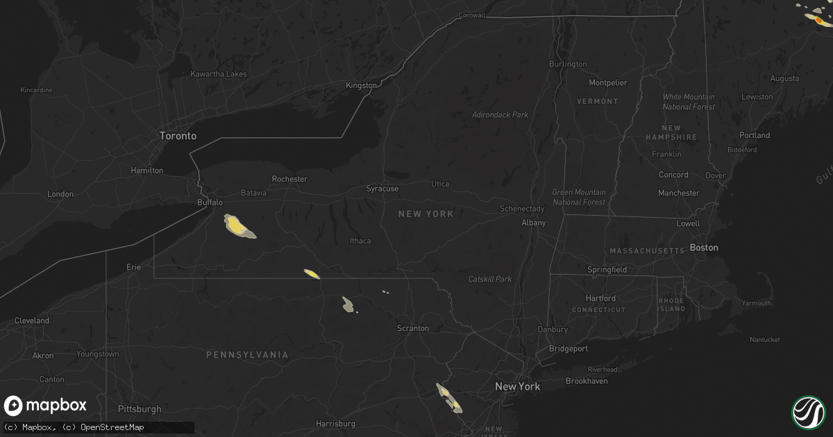 Hail map in New York on July 20, 2017