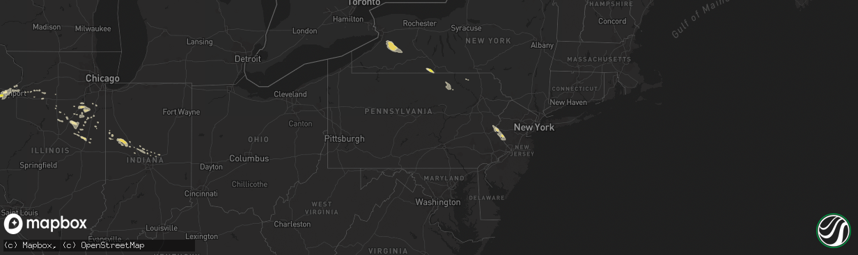 Hail map in Pennsylvania on July 20, 2017