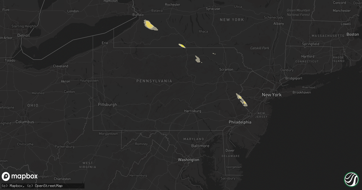 Hail map in Pennsylvania on July 20, 2017