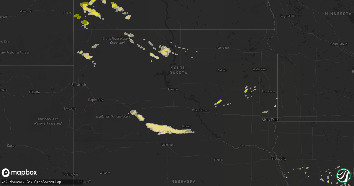 Hail map in South Dakota on July 20, 2017