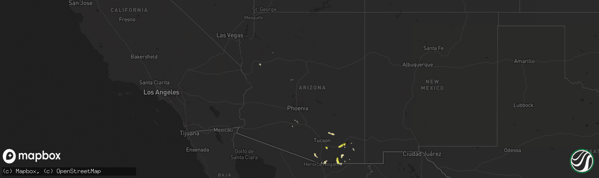 Hail map in Arizona on July 20, 2018