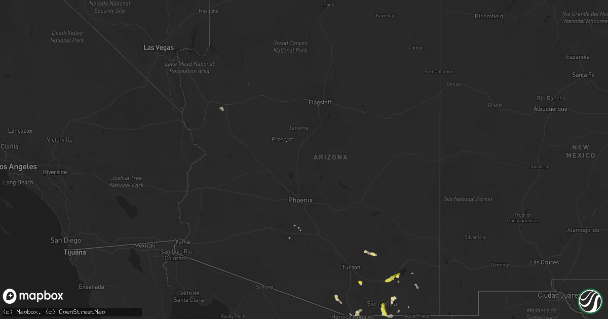 Hail map in Arizona on July 20, 2018
