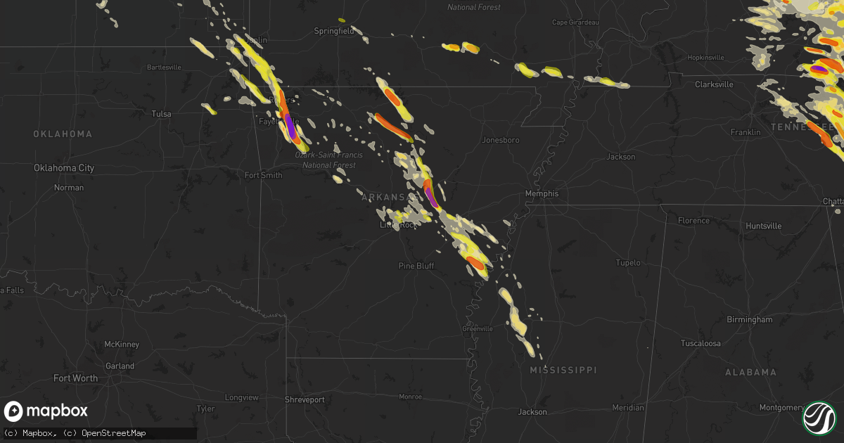 Hail map in Arkansas on July 20, 2018