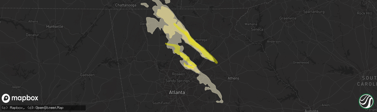 Hail map in Cumming, GA on July 20, 2018