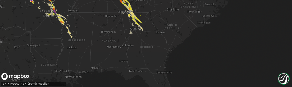 Hail map in Georgia on July 20, 2018