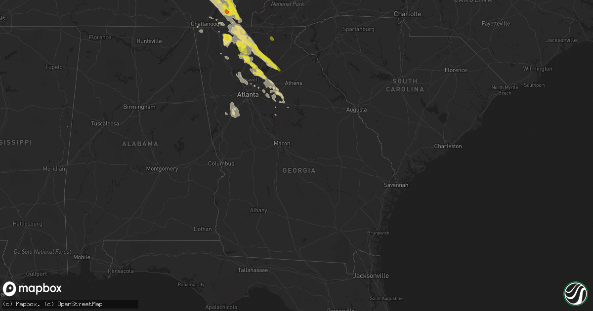 Hail map in Georgia on July 20, 2018