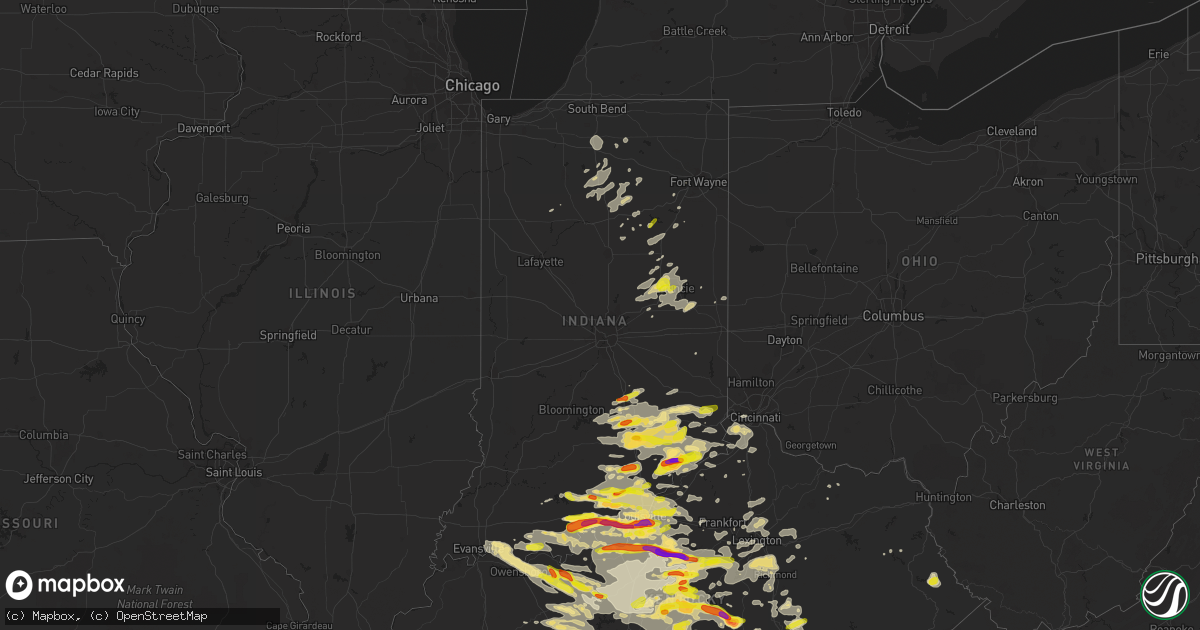 Hail map in Indiana on July 20, 2018