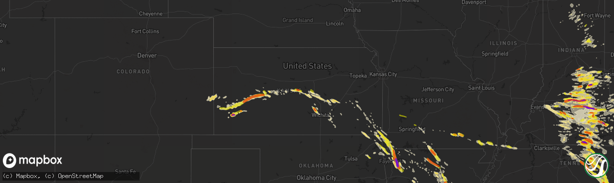 Hail map in Kansas on July 20, 2018