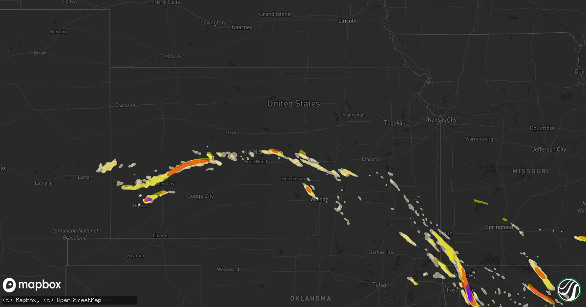 Hail map in Kansas on July 20, 2018