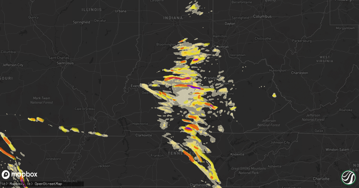 Hail map in Kentucky on July 20, 2018
