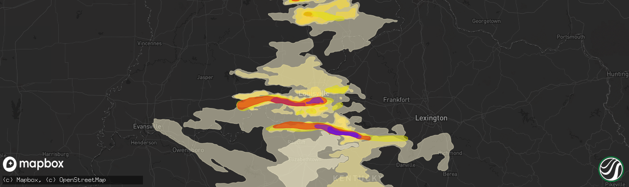 Hail map in Louisville, KY on July 20, 2018