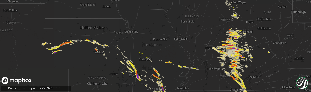 Hail map in Missouri on July 20, 2018