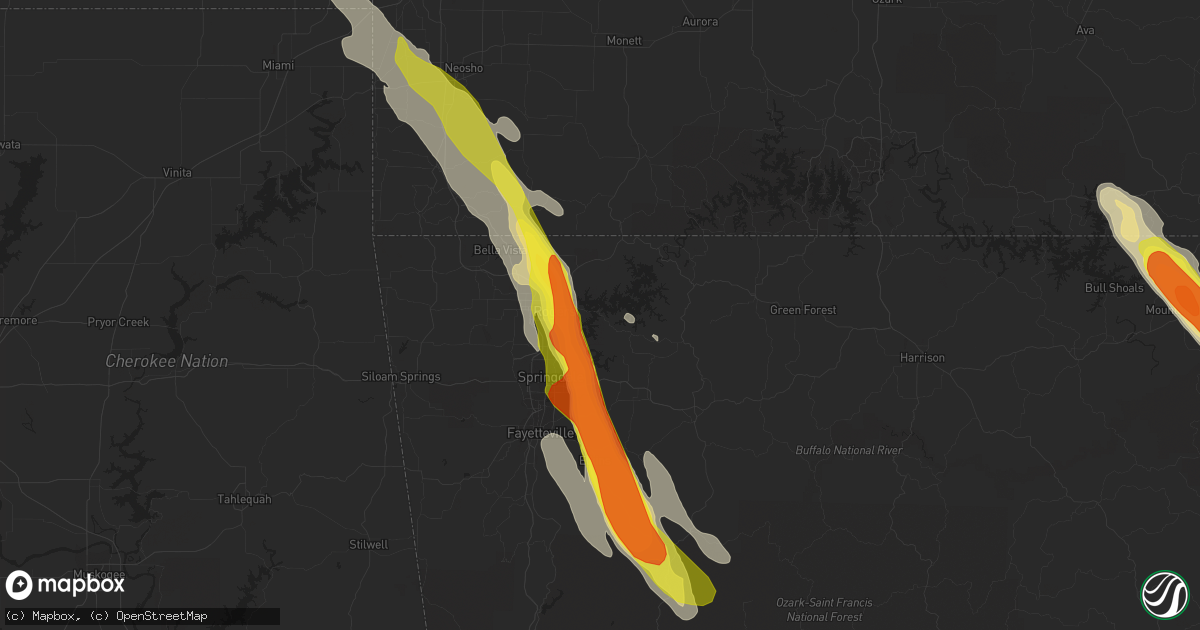 Hail map in Rogers, AR on July 20, 2018