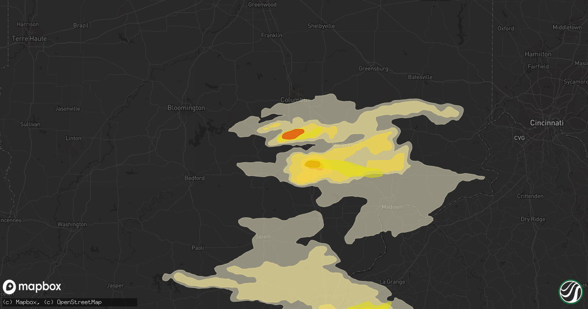Hail map in Seymour, IN on July 20, 2018