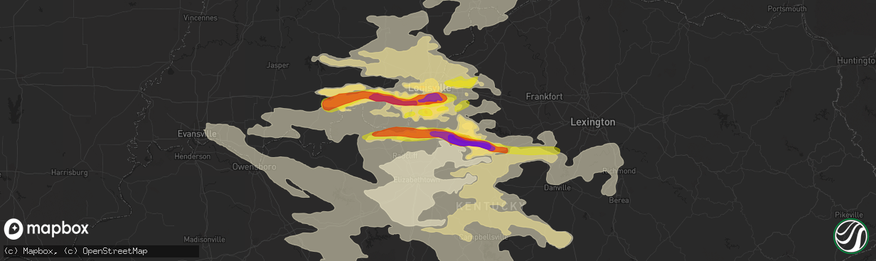 Hail map in Shepherdsville, KY on July 20, 2018