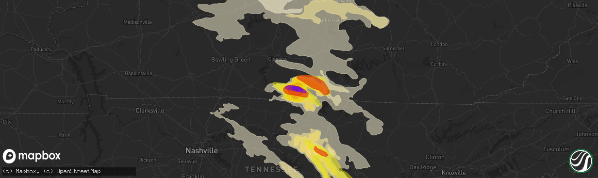 Hail map in Tompkinsville, KY on July 20, 2018