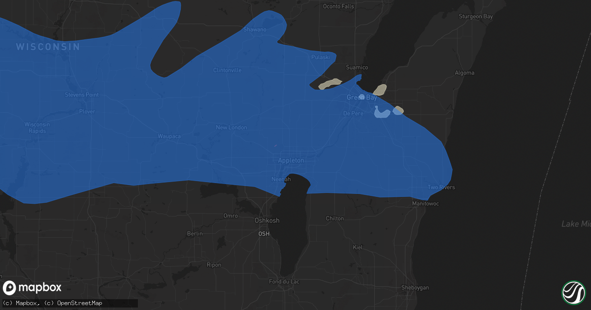 Hail map in Appleton, WI on July 20, 2019