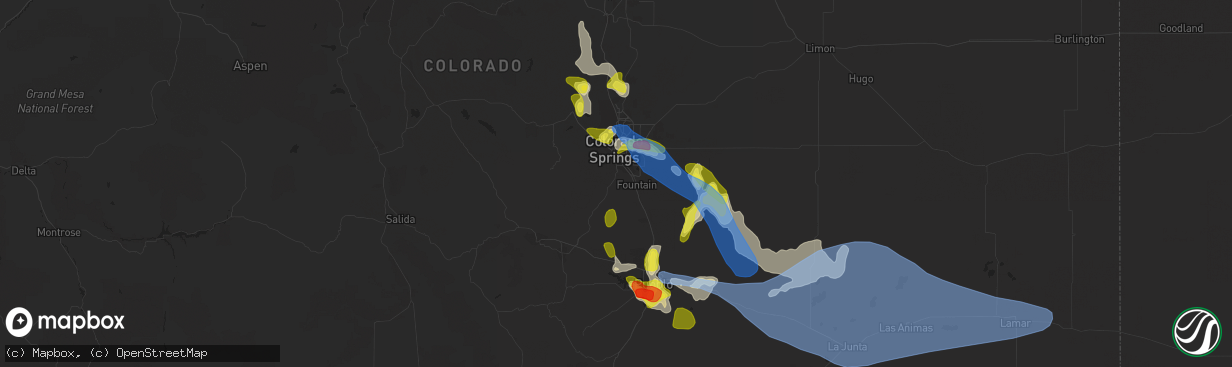 Hail map in Colorado Springs, CO on July 20, 2019