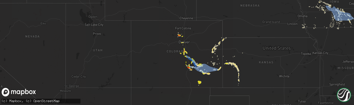 Hail map in Colorado on July 20, 2019