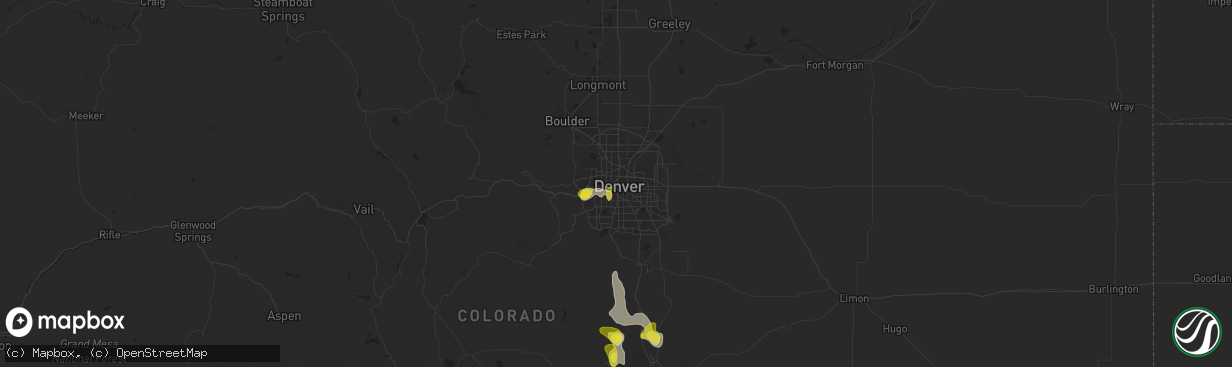 Hail map in Denver, CO on July 20, 2019