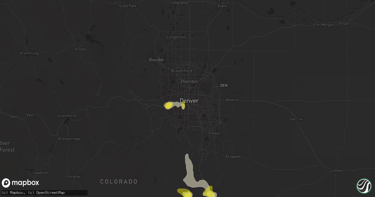 Hail map in Denver, CO on July 20, 2019