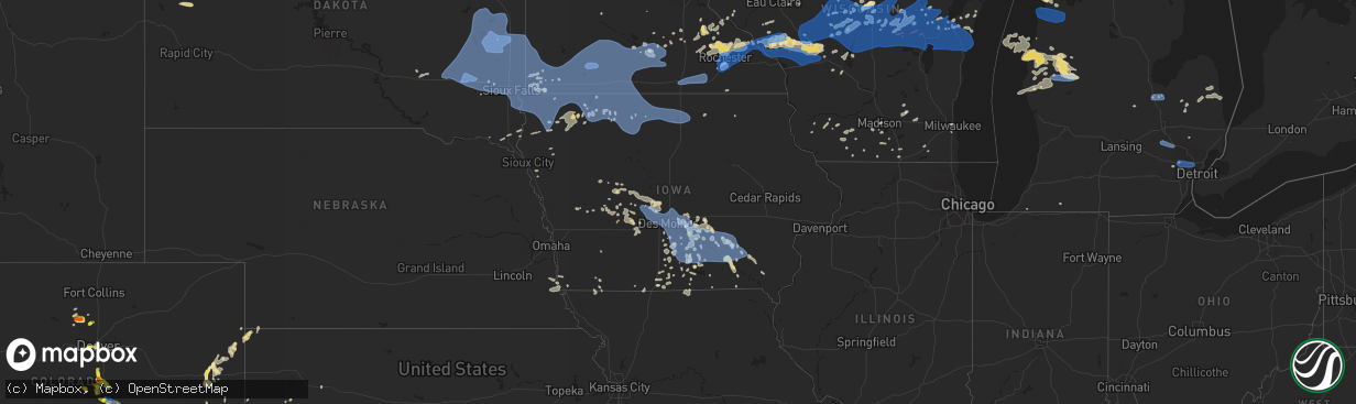 Hail map in Iowa on July 20, 2019