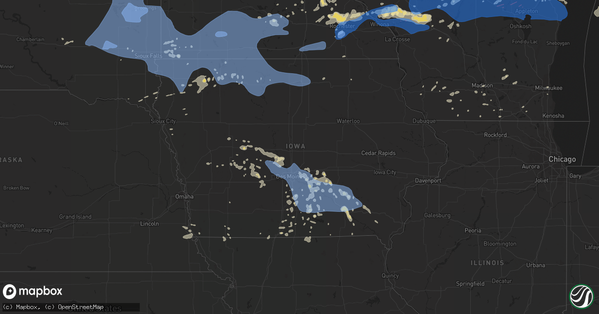 Hail map in Iowa on July 20, 2019