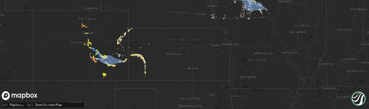 Hail map in Kansas on July 20, 2019