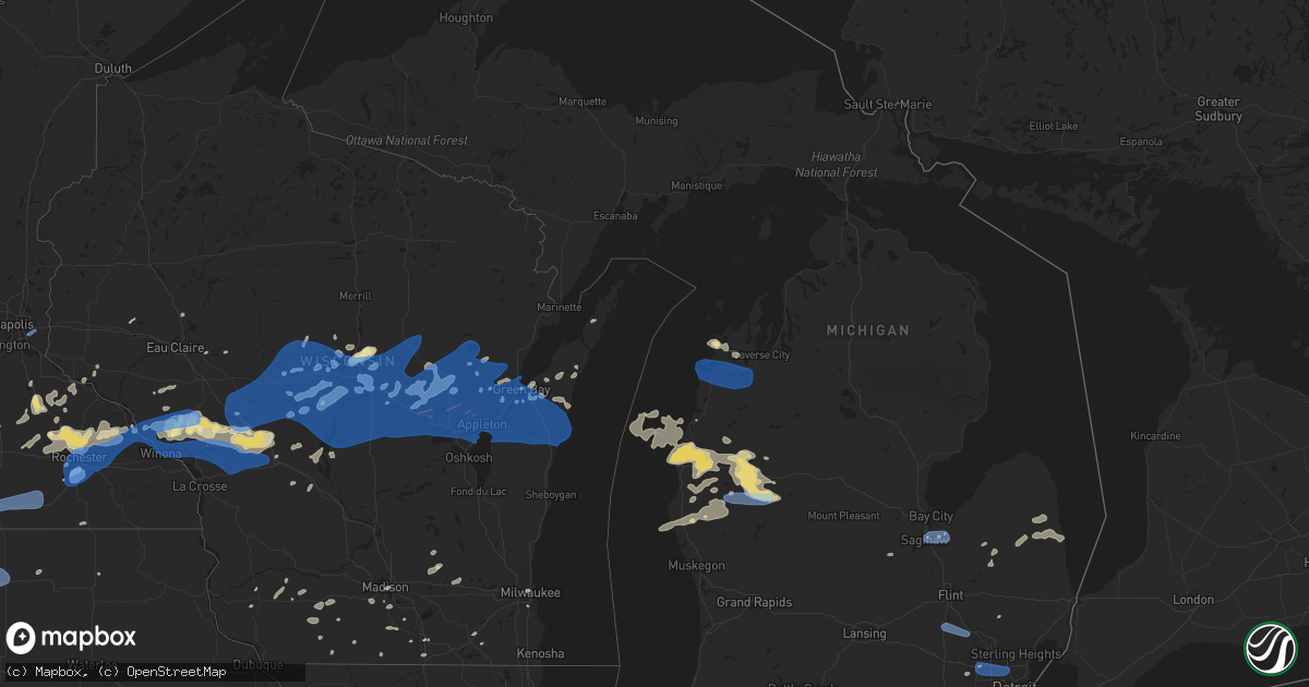 Hail map in Michigan on July 20, 2019