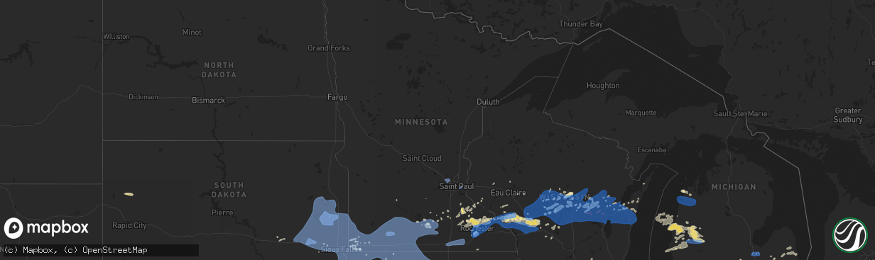 Hail map in Minnesota on July 20, 2019