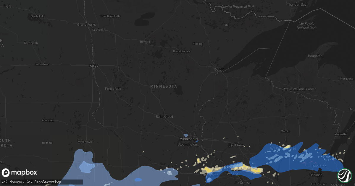 Hail map in Minnesota on July 20, 2019