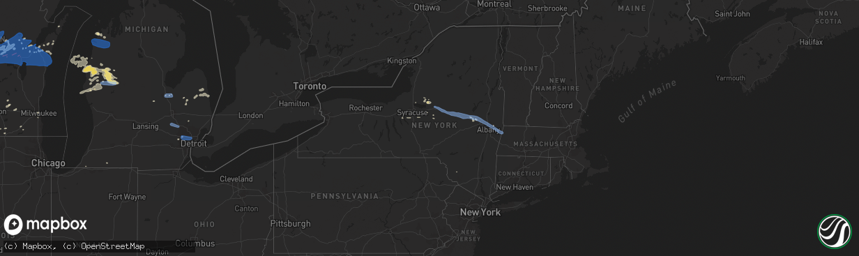 Hail map in New York on July 20, 2019