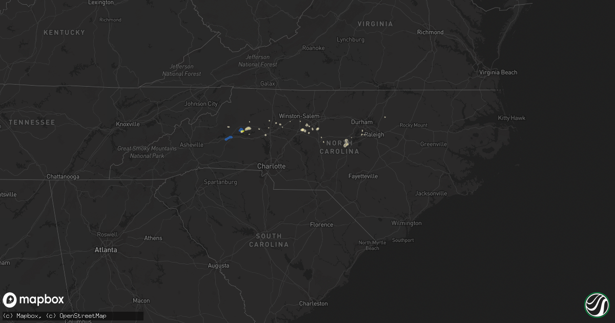 Hail map in North Carolina on July 20, 2019