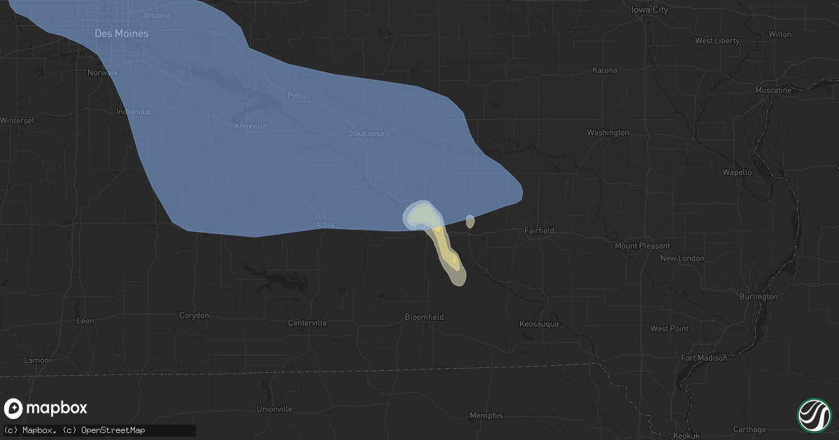 Hail map in Ottumwa, IA on July 20, 2019