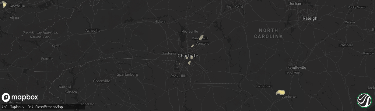 Hail map in Charlotte, NC on July 20, 2020