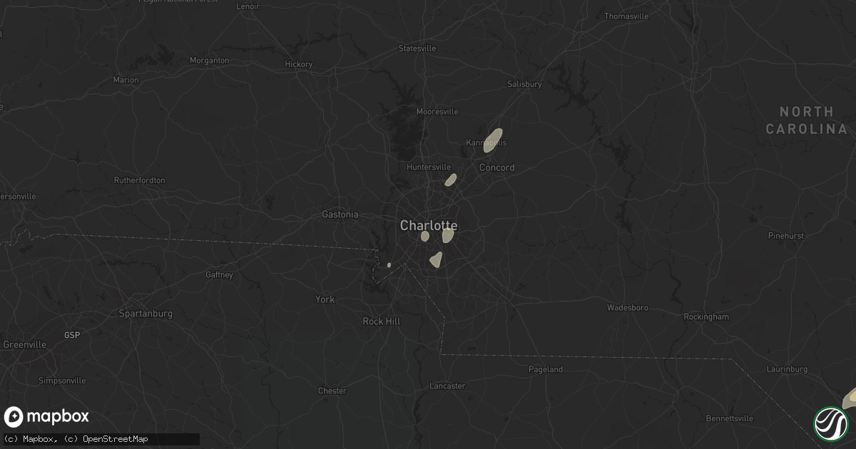 Hail map in Charlotte, NC on July 20, 2020