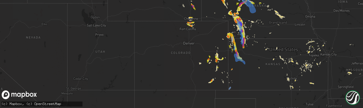 Hail map in Colorado on July 20, 2020